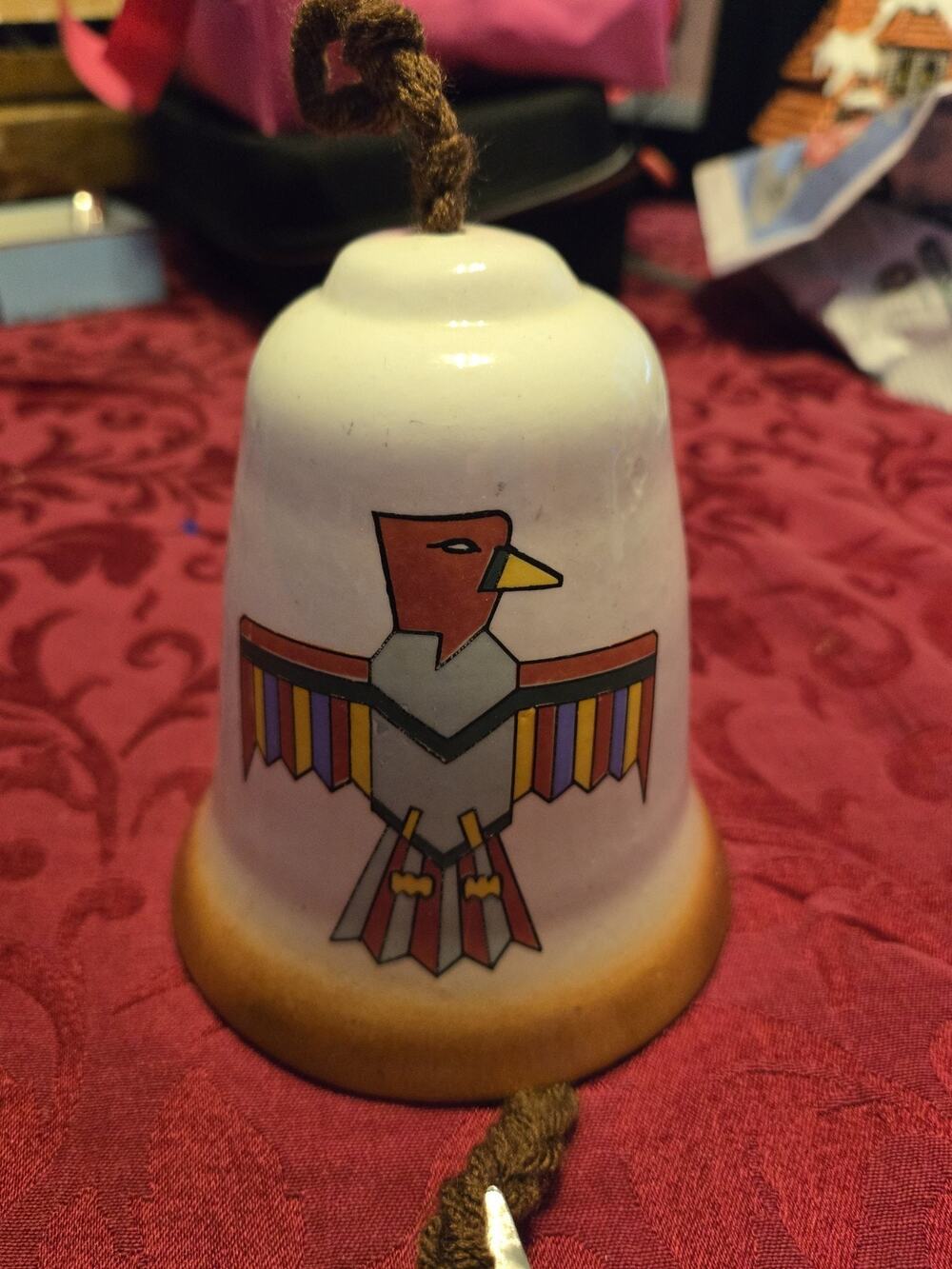 Vintage Jemez Pueblo Native American Pottery Bell from New Mexico Thunderbird